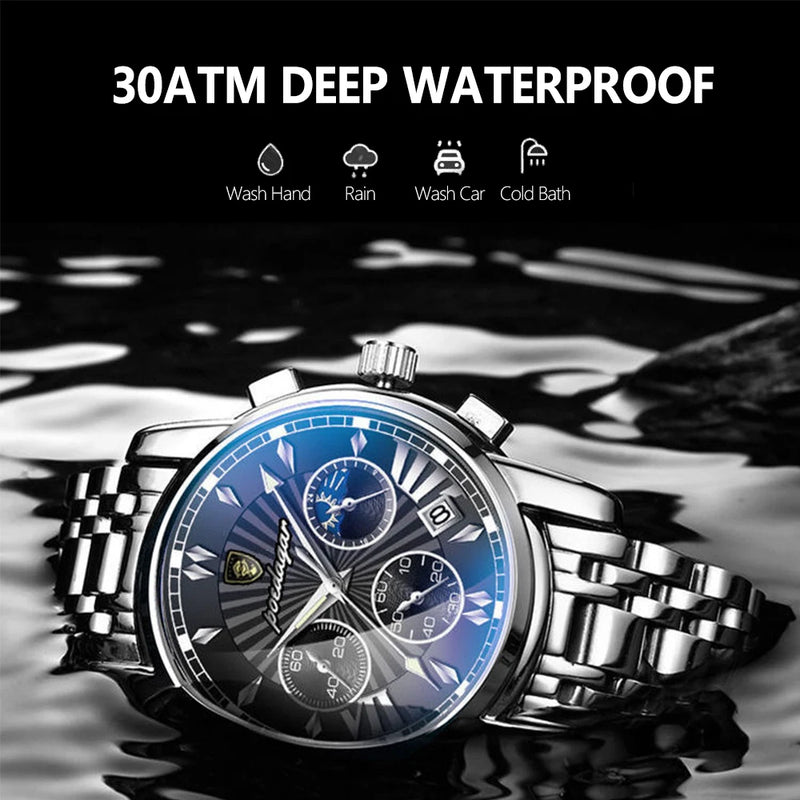 POEDAGAR Casual Sport Watches for Men Top Brand Luxury Stainless Stain Wrist Watch Man Clock Fashion Waterproof Quazt Wristwatch