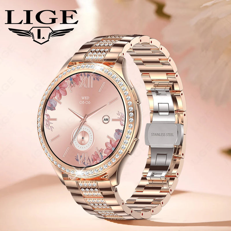 LIGE 1.32 inch Women Smart Watch Bluetooth Call AI Voice Assistant Women's Watches Custom Watch Face Health Monitor Smartwatches