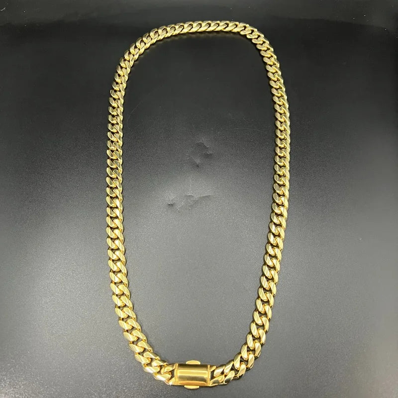 12mm 18K Gold 5-Layer Plated Premium Durable Cuban Chain (Box buckle)